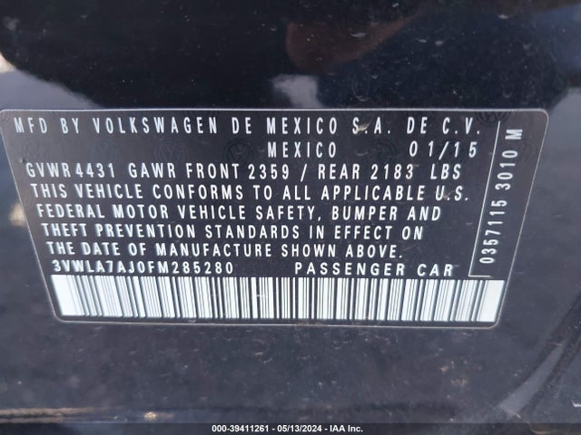 3VWLA7AJ0FM285280 Volkswagen Jetta 2.0l Tdi Se