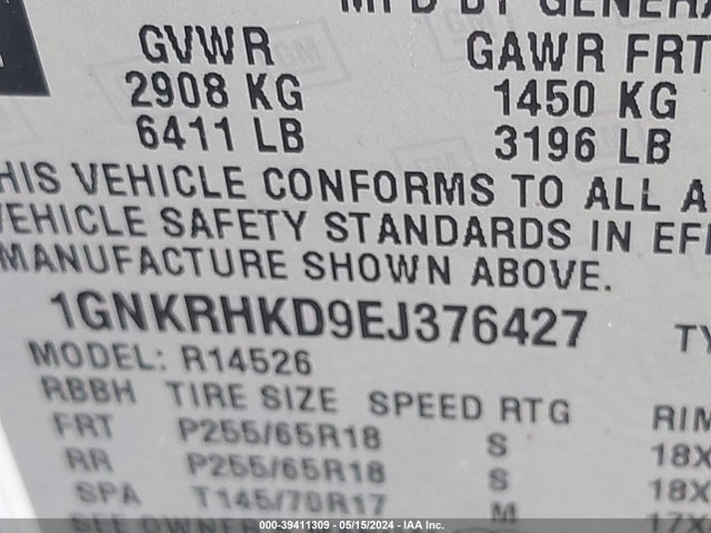 Chevrolet Traverse 2lt 2014 1GNKRHKD9EJ376427 Image 9