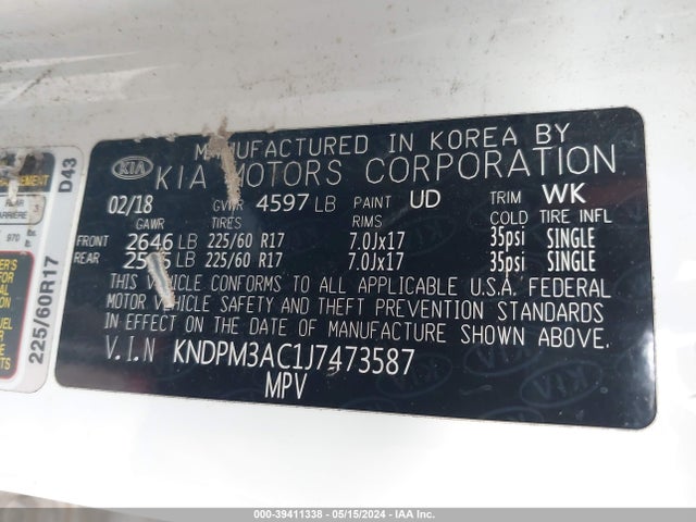 KIA Sportage Lx 2018 KNDPM3AC1J7473587 Image 9