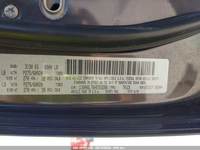 1C6RR6LT6HS723266 RAM 1500 Lone Star Silver  4x2 5'7 Box