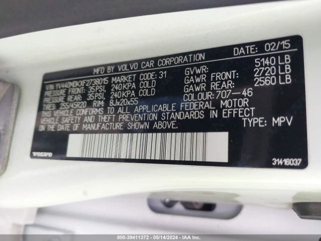 YV440MDKXF2738015 Volvo Xc60 T5 Premier
