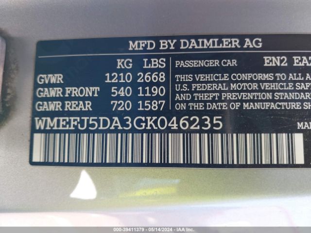 WMEFJ5DA3GK046235 Smart Fortwo Passion/prime/proxy/pure