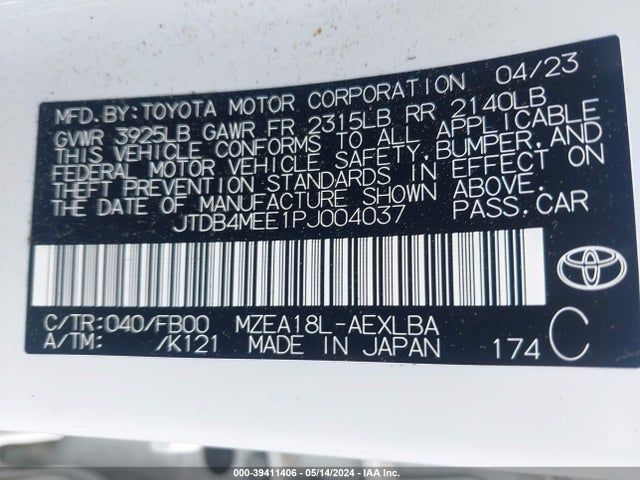 Toyota COROLLA LE 2023 JTDB4MEE1PJ004037 Image 9