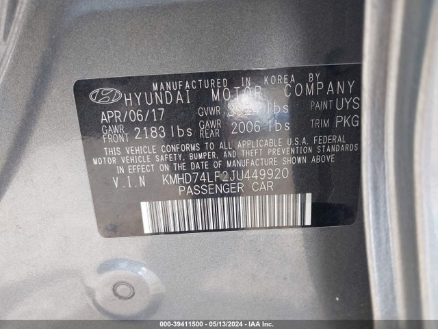 Hyundai ELANTRA SE 2018 KMHD74LF2JU449920 Image 9