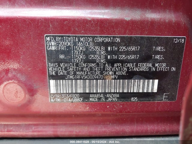Toyota RAV4 LE 2019 JTMG1RFV5KD009470 Image 9