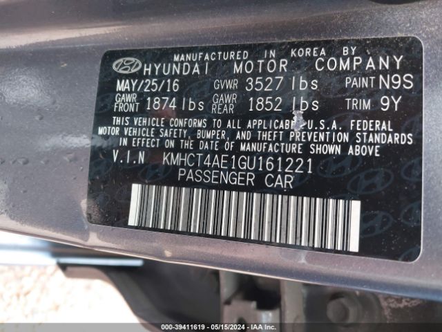 KMHCT4AE1GU161221 Hyundai ACCENT SE