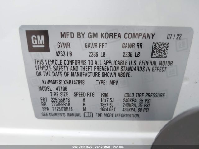 KL4MMFSLXNB147898 Buick Encore Gx Fwd Essence