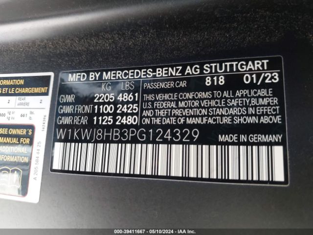 W1KWJ8HB3PG124329 Mercedes-Benz Amg C 63 S