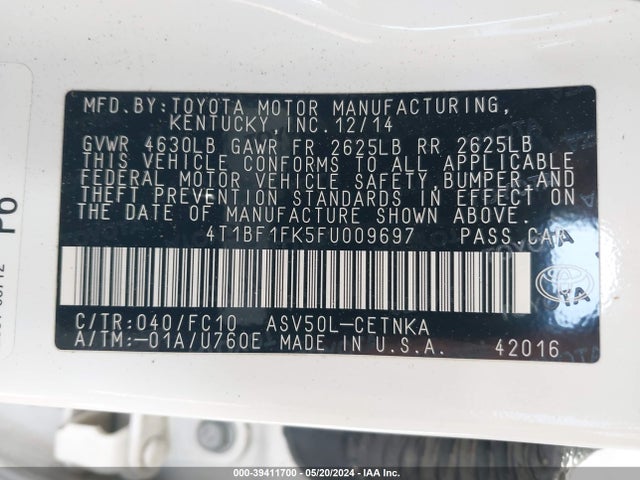 Toyota CAMRY LE 2015 4T1BF1FK5FU009697 Image 9