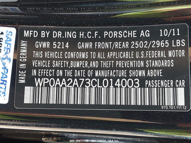 2012 PORSCHE PANAMERA WP0AA2A73CL014003 Photo 8