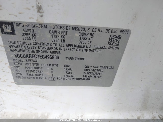Chevrolet Silverado 1500 1lt 2014 3GCUKREC7EG496906 Image 9