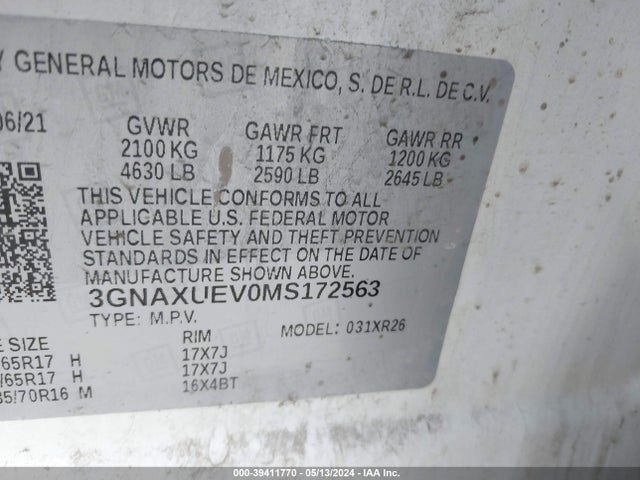 Chevrolet Equinox Awd Lt 2021 3GNAXUEV0MS172563 Image 9