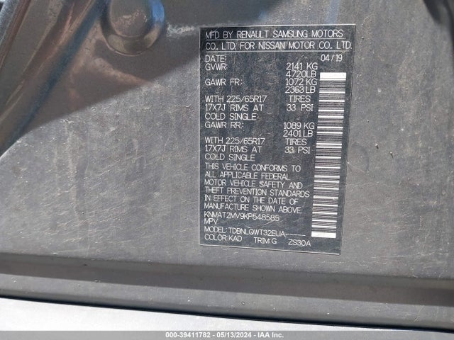 Nissan ROGUE SV 2019 KNMAT2MV9KP548585 Image 9