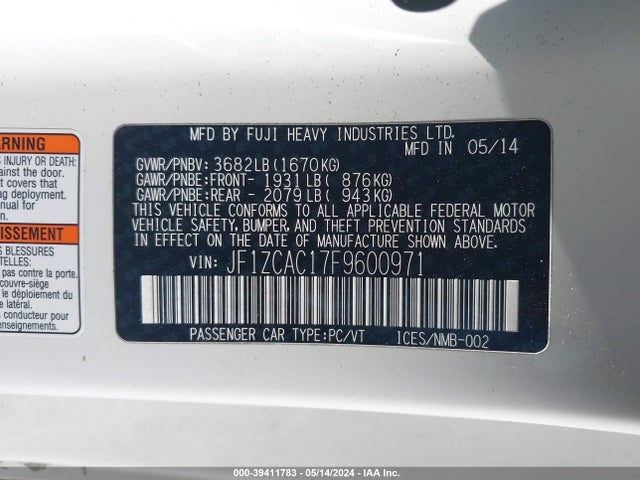 Subaru BRZ 2015 JF1ZCAC17F9600971 Image 9