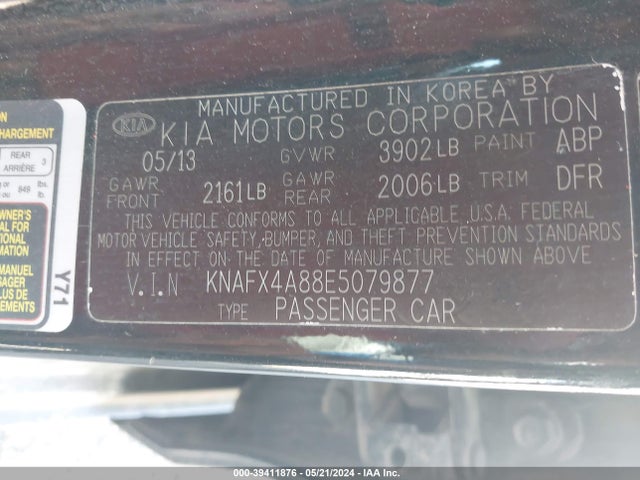 KIA FORTE EX 2014 KNAFX4A88E5079877 Image 9