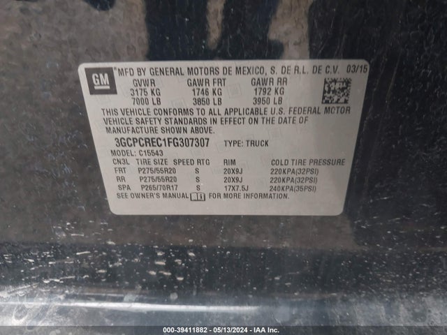 Chevrolet Silverado 1500 1lt 2015 3GCPCREC1FG307307 Image 9