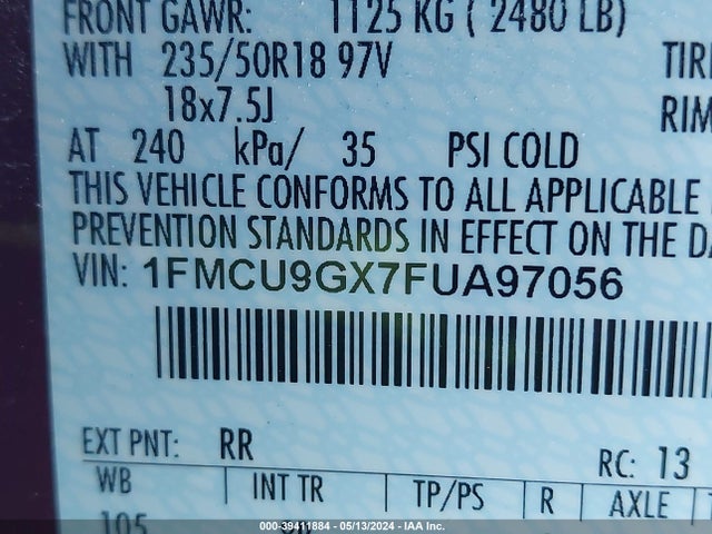 Ford ESCAPE SE 2015 1FMCU9GX7FUA97056 Image 12