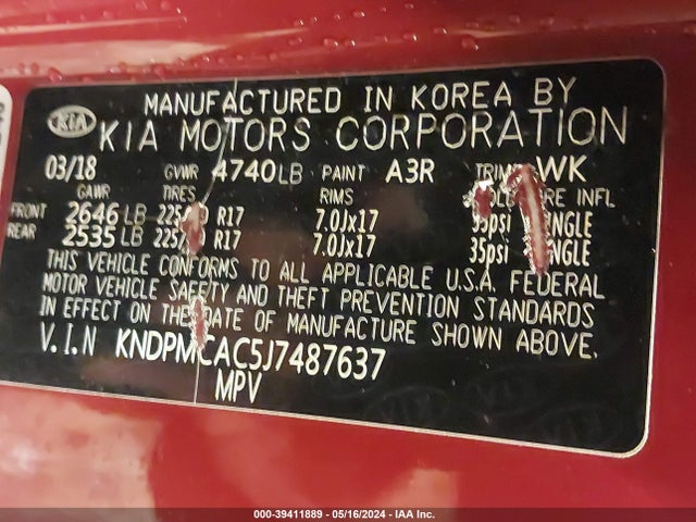 KIA Sportage Lx 2018 KNDPMCAC5J7487637 Image 9
