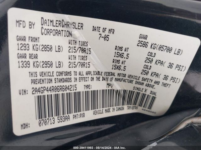 2006 CHRYSLER TOWN & COUNTRY 2A4GP44R06R604215 Photo 8