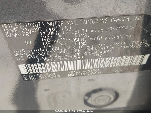 Toyota Rav4 Limited 2015 2T3DFREV4FW392848 Image 9