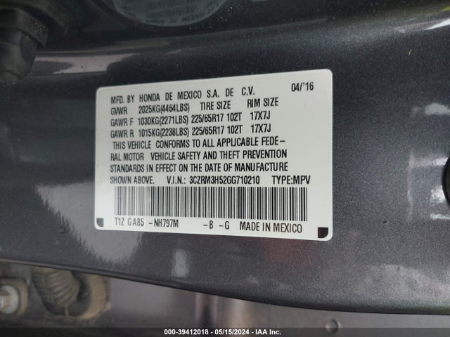 Honda CR-V EX 2016 3CZRM3H52GG710210 Image 9