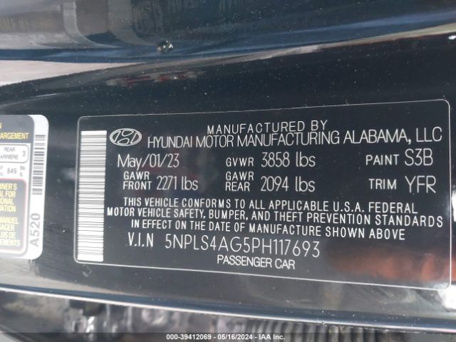 5NPLS4AG5PH117693 Hyundai ELANTRA SEL