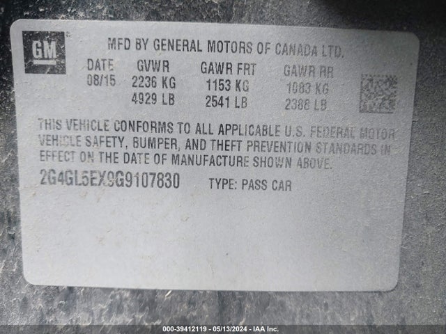 2G4GL5EX9G9107830 Buick Regal Turbo