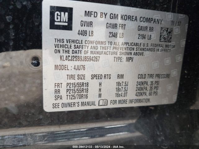 KL4CJ2SB9JB594267 Buick Encore Sport Touring
