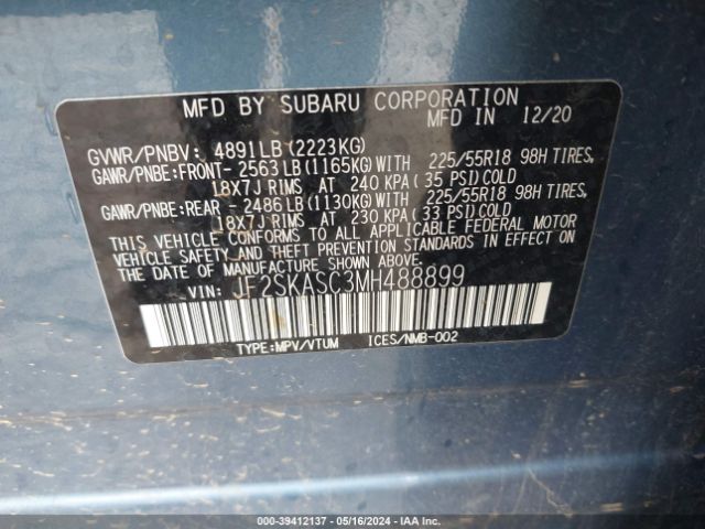 JF2SKASC3MH488899 Subaru Forester Limited