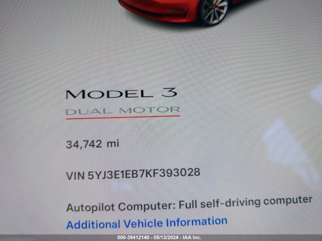 Tesla Model 3 Long Range/performance 2019 5YJ3E1EB7KF393028 Image 7