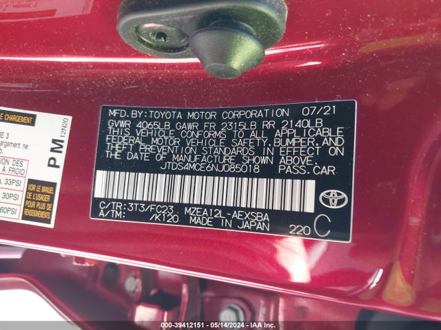 Toyota COROLLA SE 2022 JTDS4MCE6NJ085018 Image 9