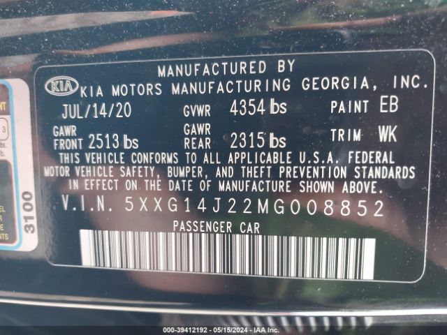 5XXG14J22MG008852 KIA K5 LXS