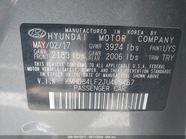 Hyundai Elantra Value Edition 2018 KMHD84LF2JU469467 Image 9