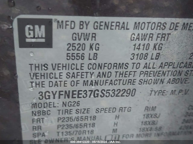3GYFNEE37GS532290 Cadillac Srx Luxury Collection