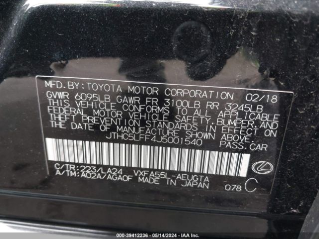 JTHC5LFF4J5001540 Lexus Ls 500