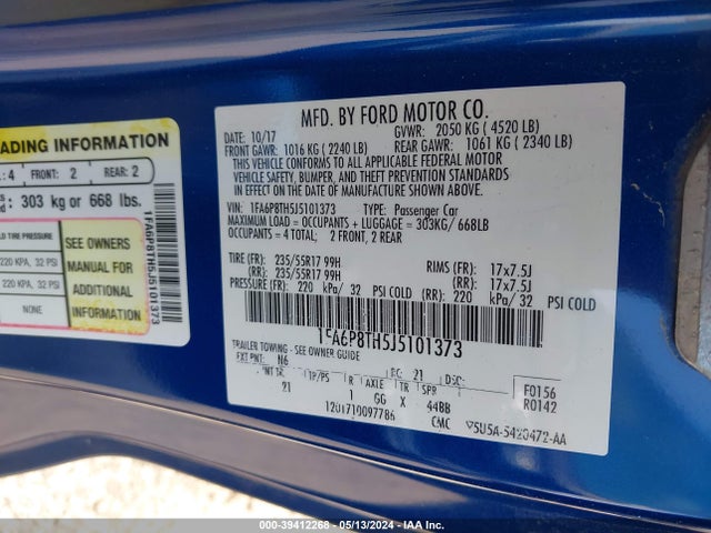 Ford Mustang Ecoboost 2018 1FA6P8TH5J5101373 Image 9