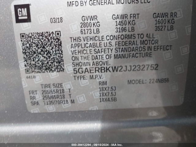 5GAERBKW2JJ232752 Buick Enclave Essence