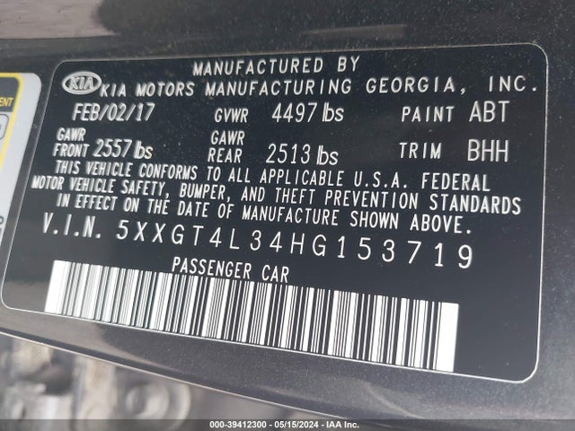 KIA Optima Lx 2017 5XXGT4L34HG153719 Image 9