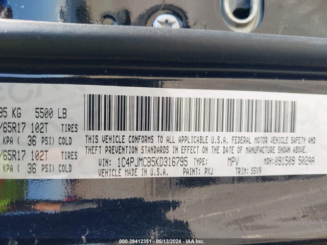 1C4PJMCB5KD316795 Jeep Cherokee Latitude 4x4