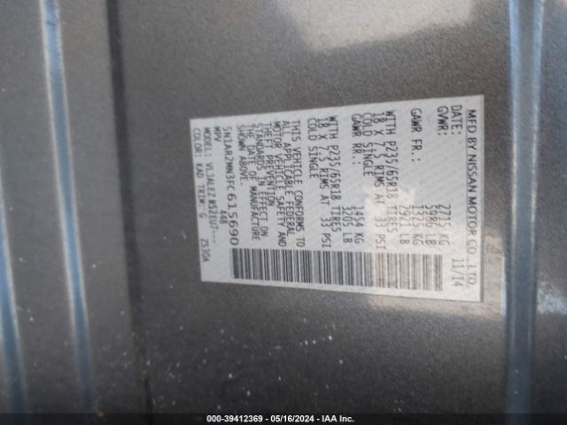 5N1AR2MN3FC615690 Nissan Pathfinder Sv