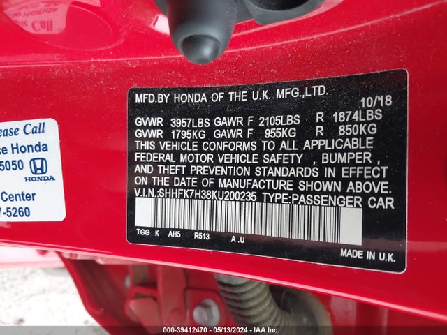 Honda Civic Lx 2019 SHHFK7H38KU200235 Image 9