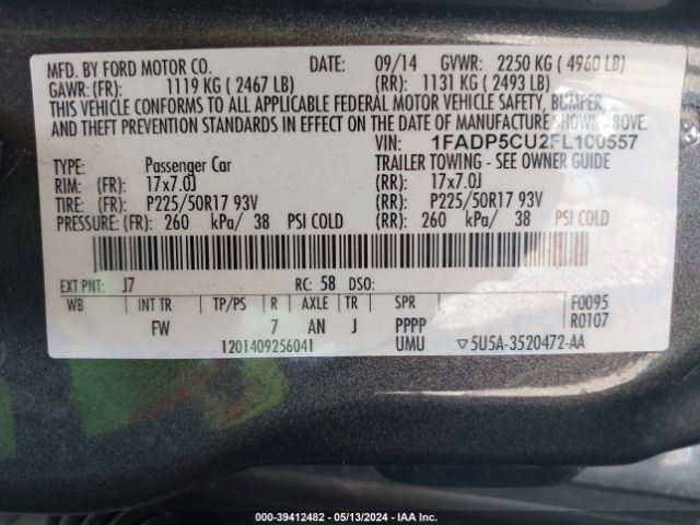 1FADP5CU2FL100557 Ford C-max Energi Sel