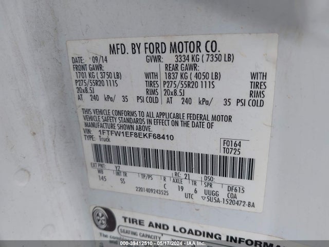 Ford F-150 Stx 2014 1FTFW1EF8EKF68410 Image 9