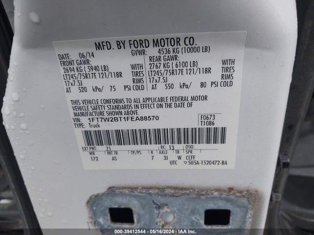 Ford F-250 Xl 2015 1FT7W2BT1FEA88570 Image 9