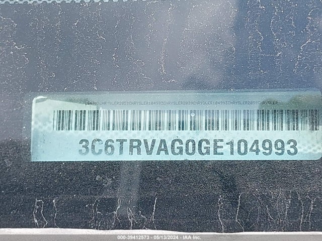 3C6TRVAG0GE104993 RAM Promaster 1500 Low Roof