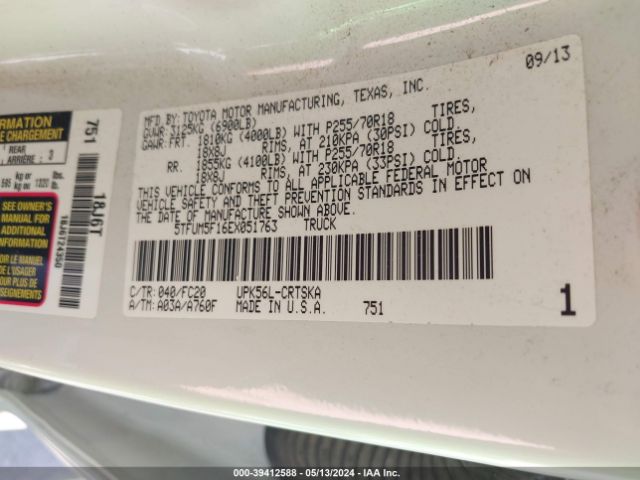 5TFUM5F16EX051763 Toyota Tundra Sr5 4.6l V8