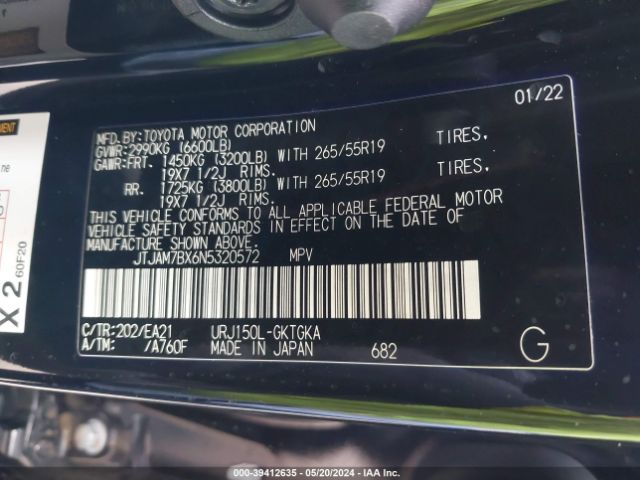 JTJAM7BX6N5320572 Lexus 460 Premium