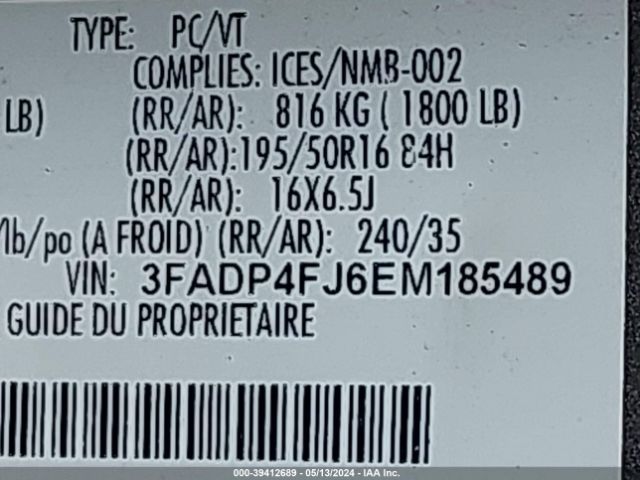 3FADP4FJ6EM185489 Ford Fiesta Titanium