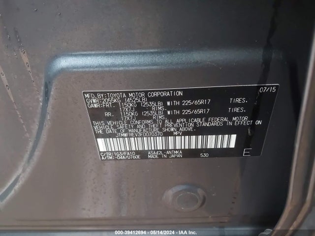 Toyota Rav4 Xle 2015 JTMWFREV3FD070370 Image 9