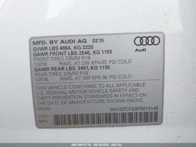 WA1EFCFS0FR013148 Audi Q3 2.0t Premium Plus